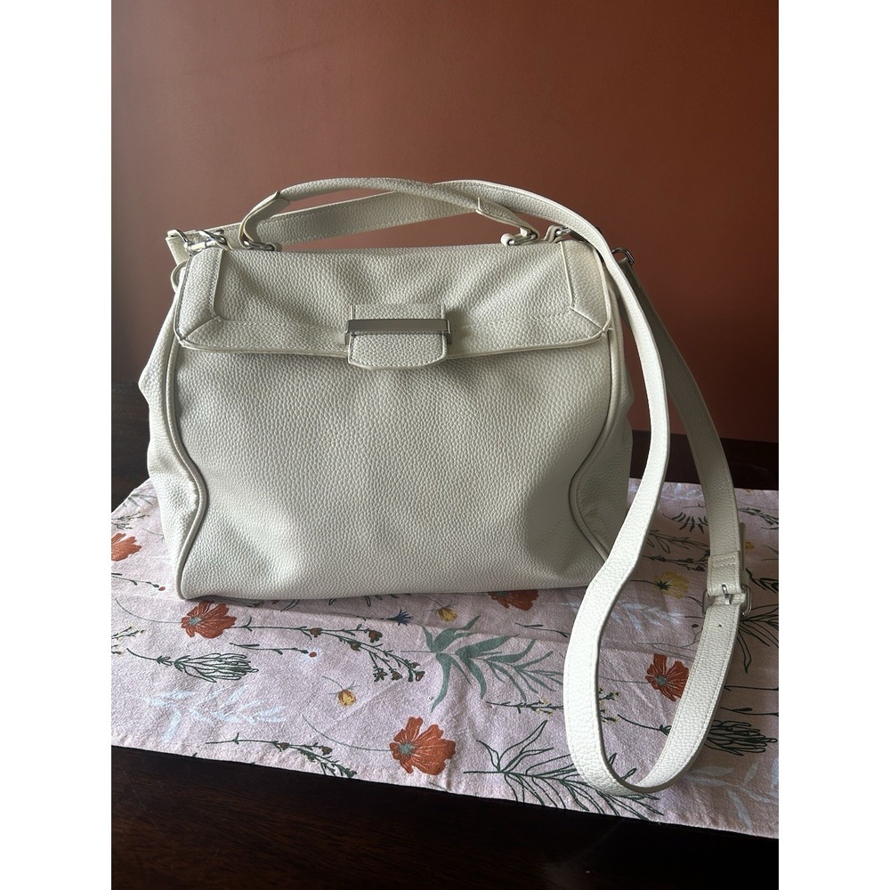 Mossimo Large Peppled Vegan Faux Leather Tote Crossbody Solid White Bag